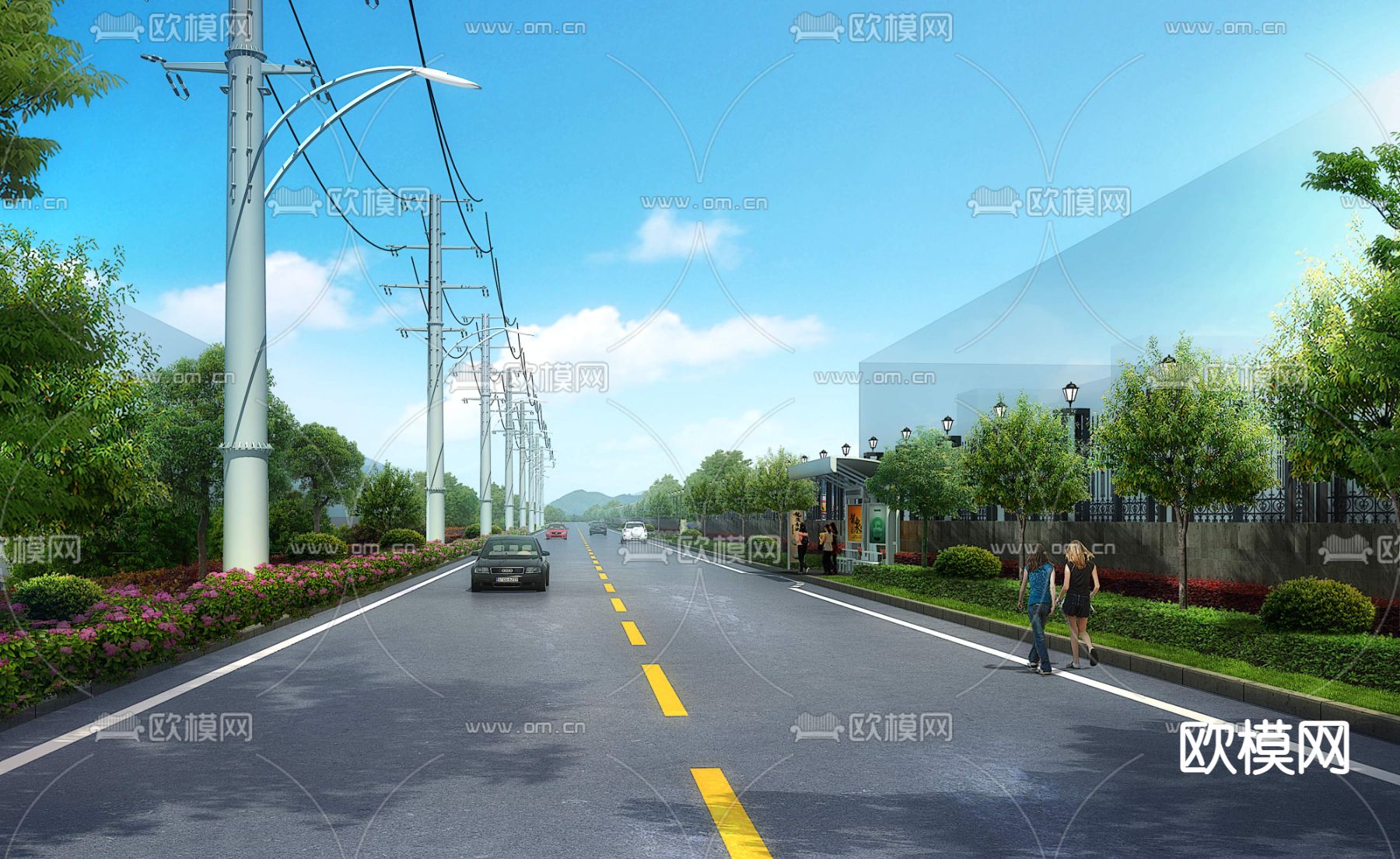 郊区公路 道路psd下载