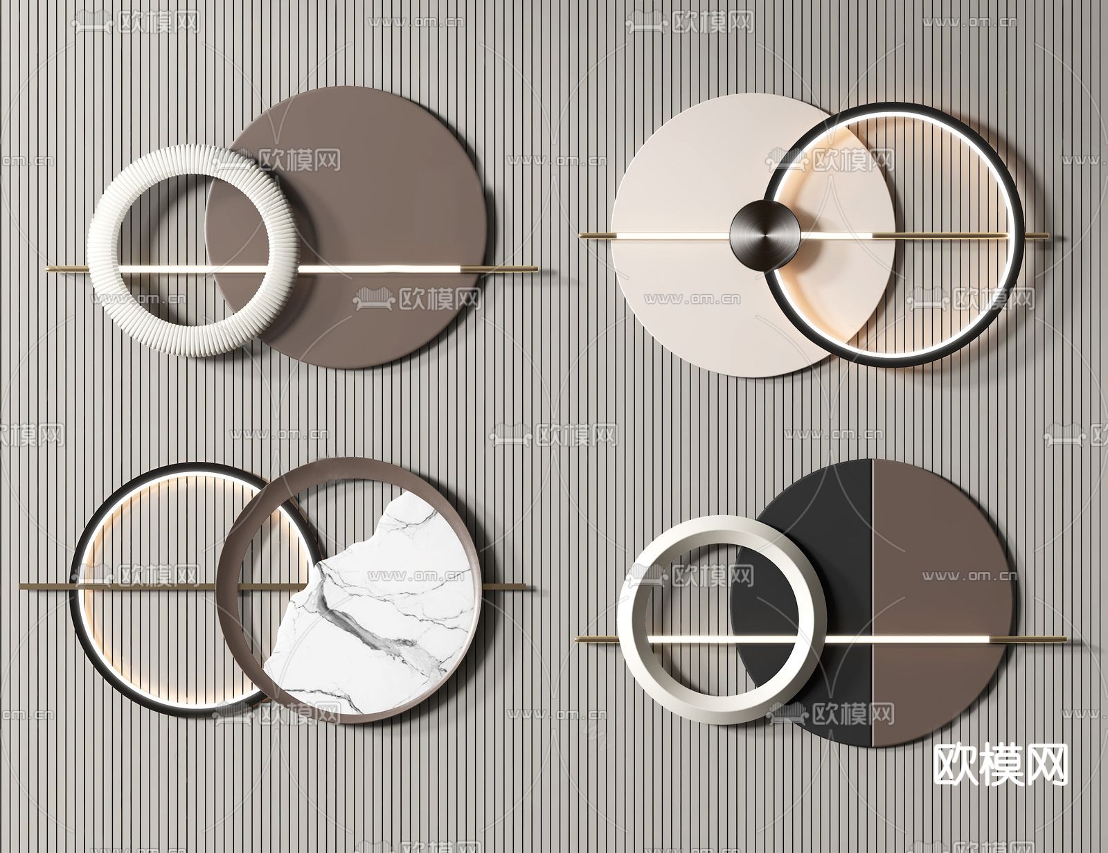 现代轻奢墙饰挂件su模型下载（渲染图1）