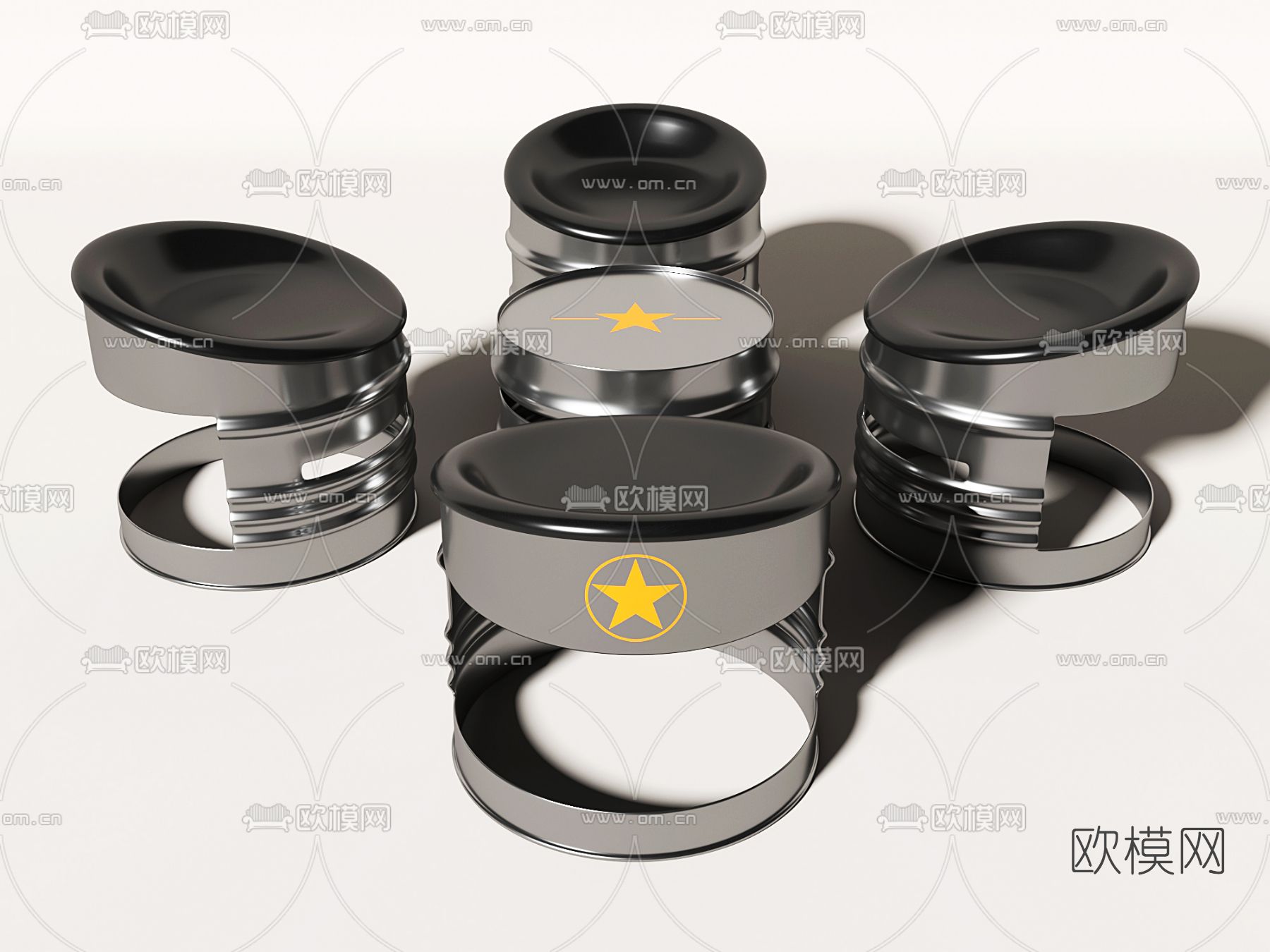 工业风休闲桌椅3d模型下载