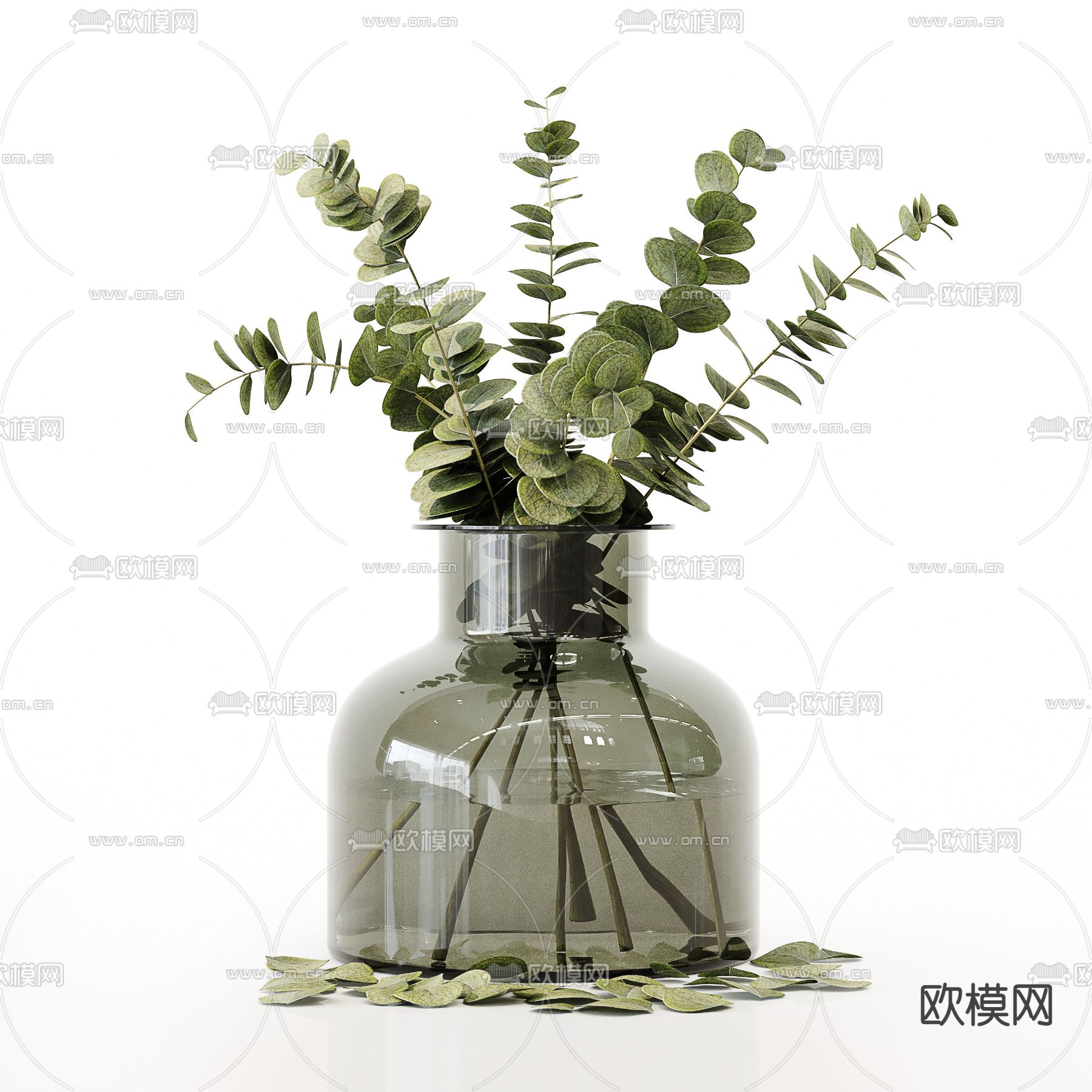 现代水培绿植插花花瓶 花艺3d模型下载（渲染图3）