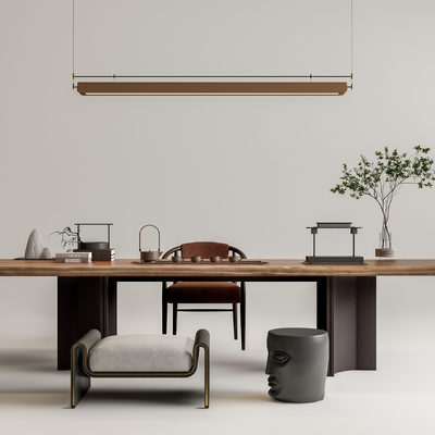 新中式茶桌椅su模型