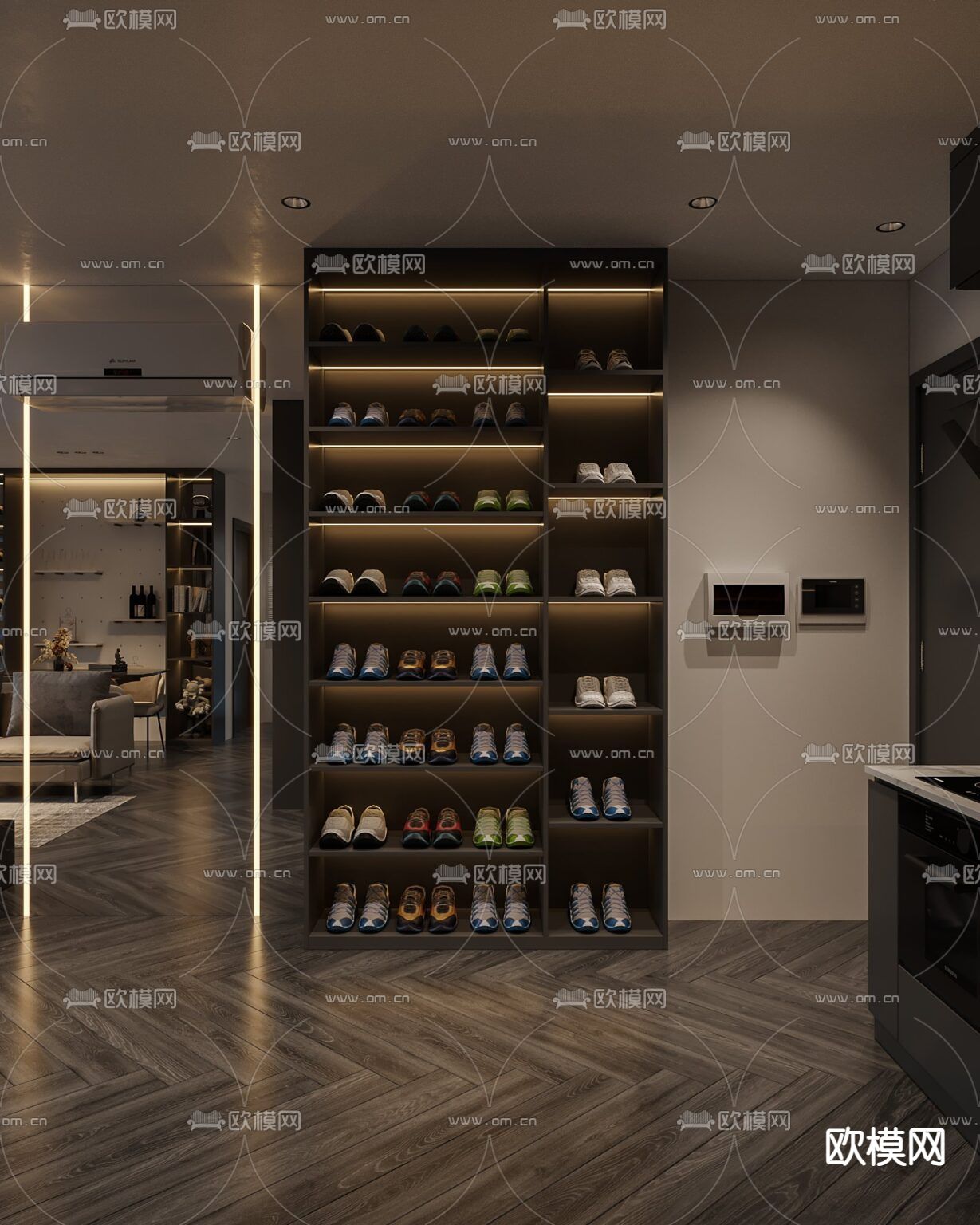 现代轻奢公寓免费3d模型下载（渲染图5）