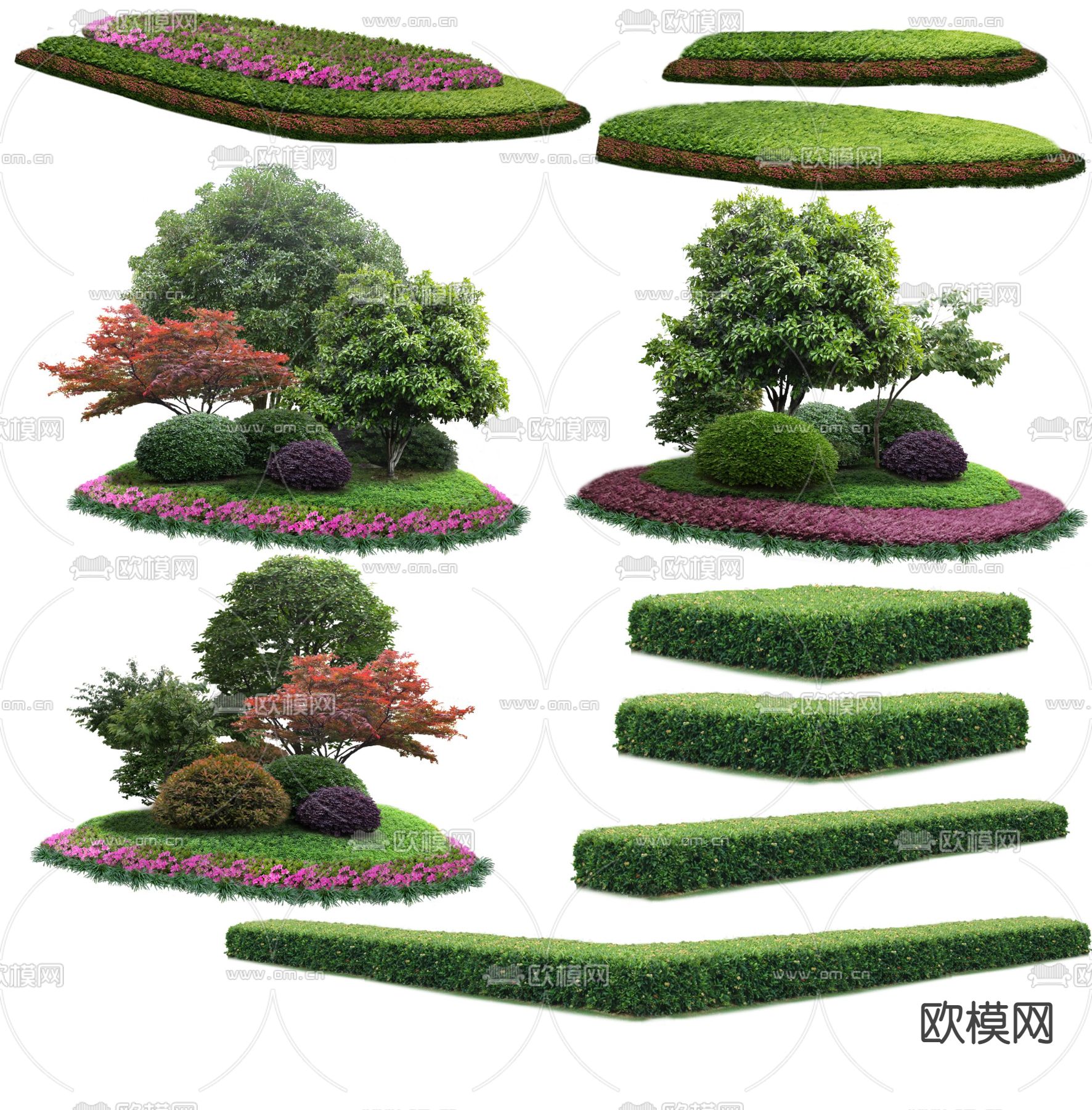植物堆 花坛灌木psd下载_ID12127912_3dmax免费模型-欧模网