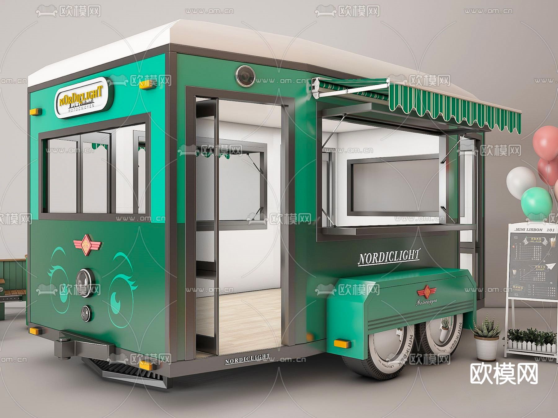 现代售货车su模型下载（渲染图1）