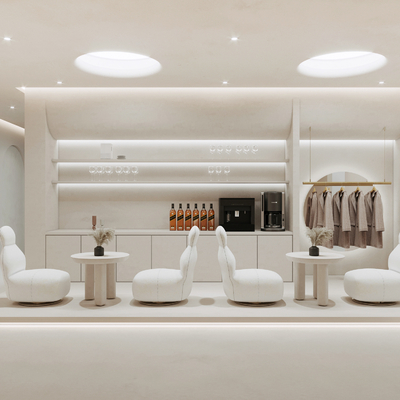  现代美容院休息区su模型 