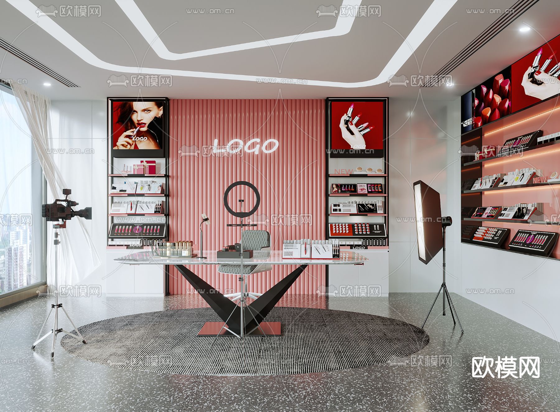 现代直播间su模型下载（渲染图1）