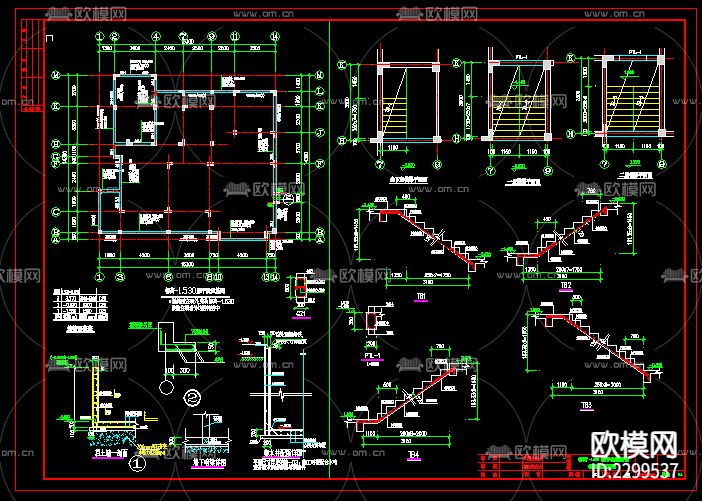 别墅cad施工图下载（渲染图1）