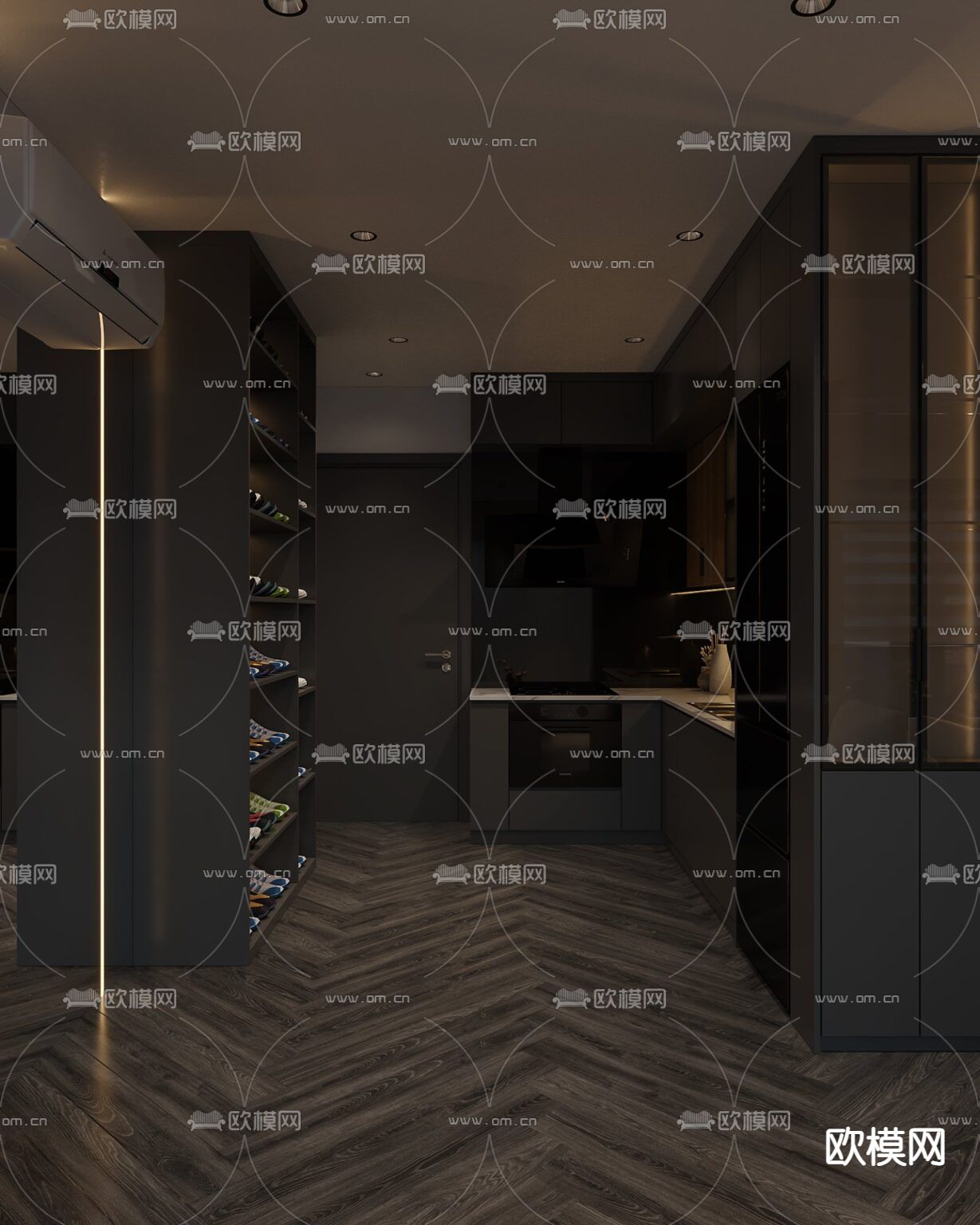 现代轻奢公寓免费3d模型下载（渲染图6）