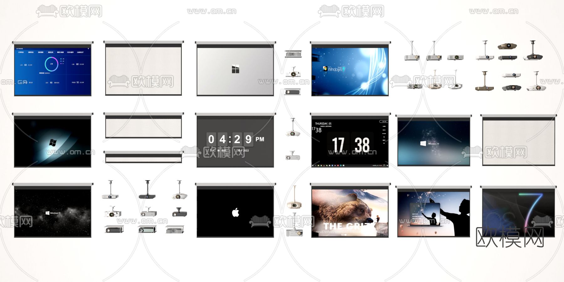 投影仪 幕布3d模型下载