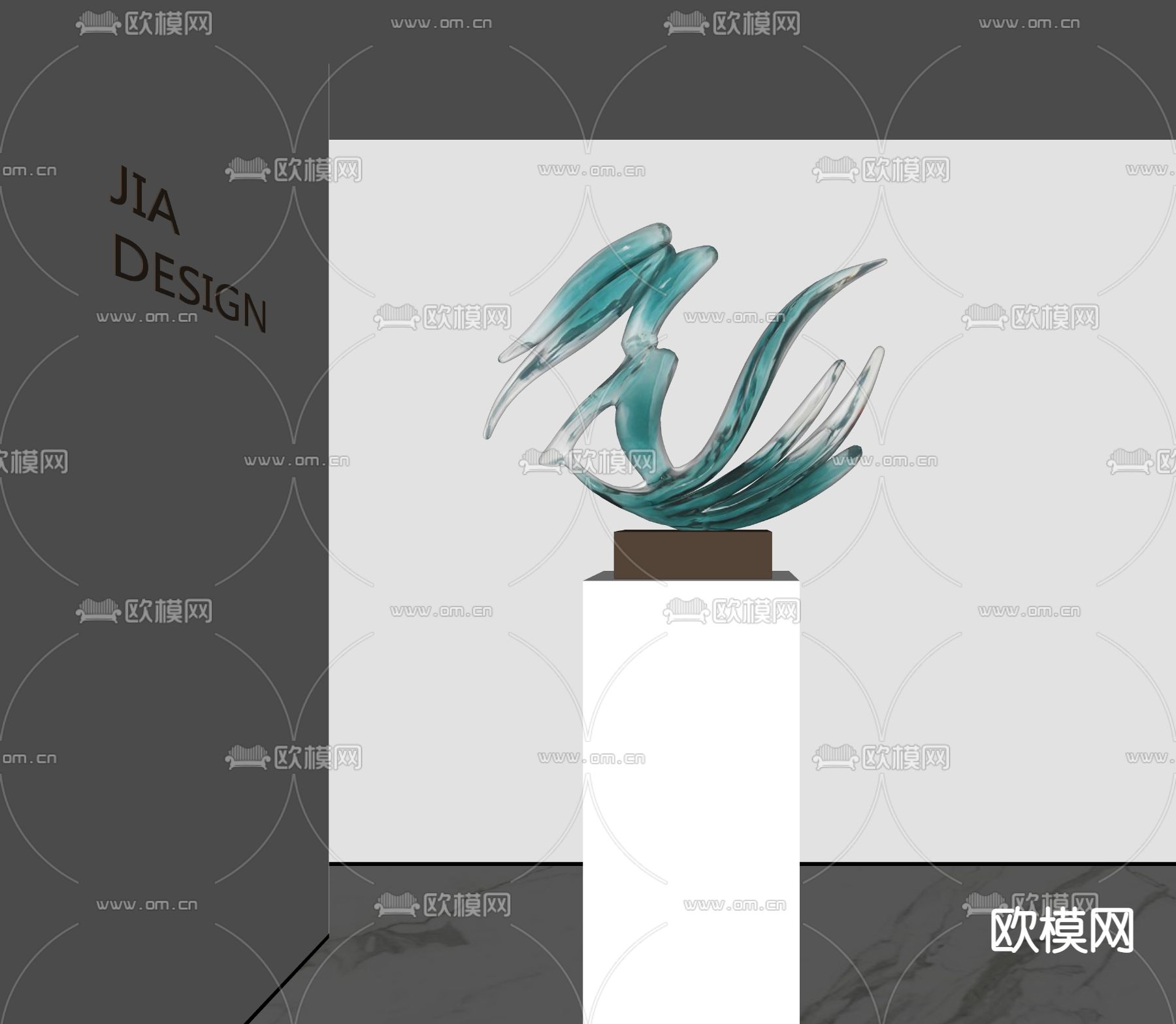 现代雕塑艺术品su模型下载（渲染图2）