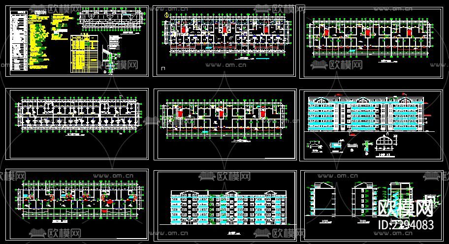 小区住宅楼建筑外观室内平面规划cad施工图-免费3dmax模型库-欧模网