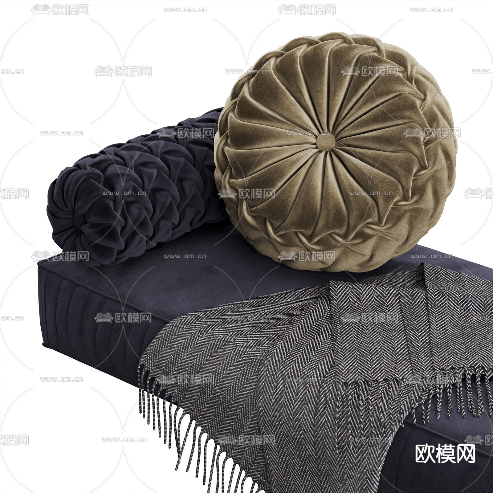简欧飘窗坐垫 沙发垫3d模型下载（渲染图2）
