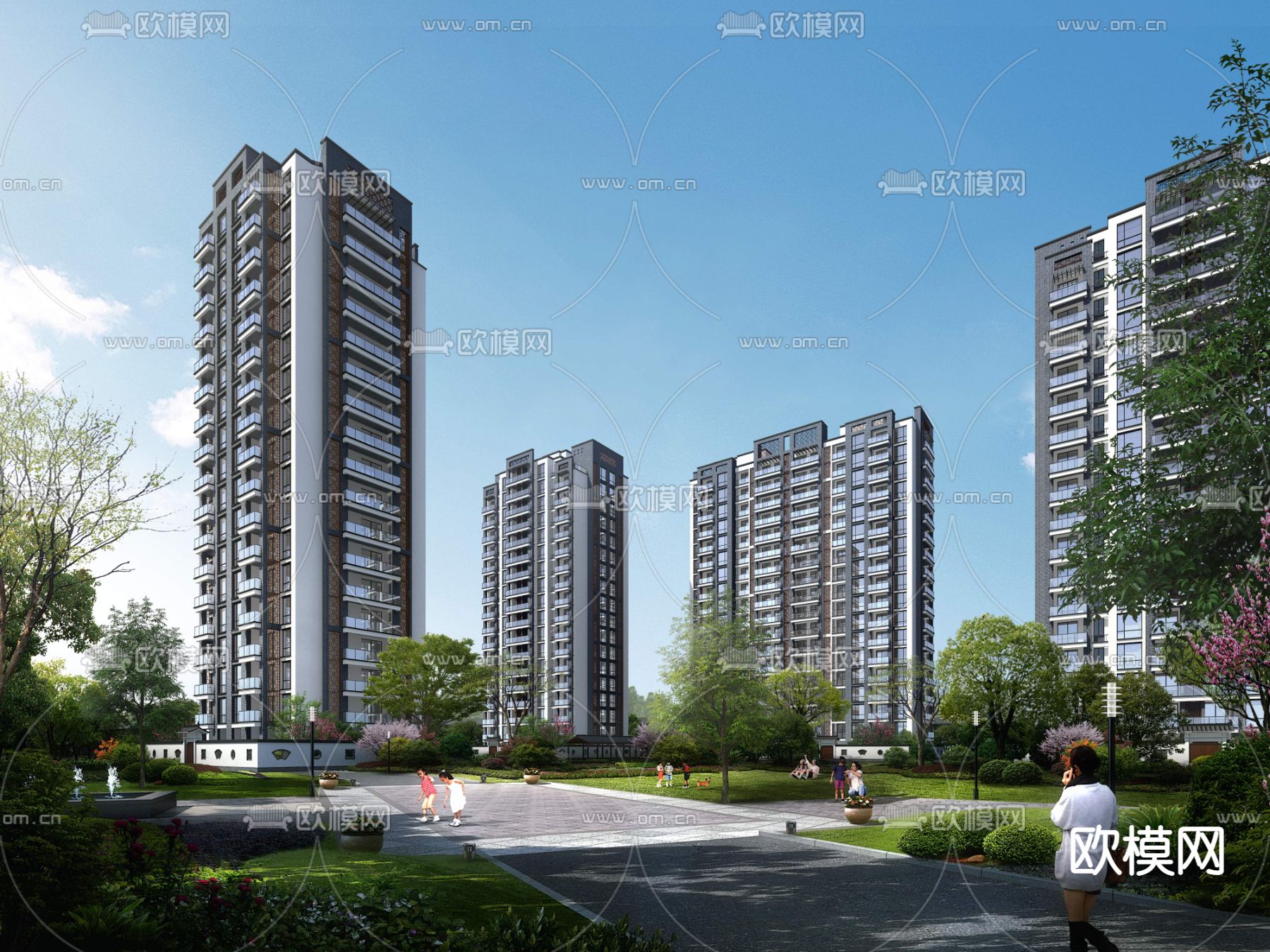 现代高层住宅楼psd下载