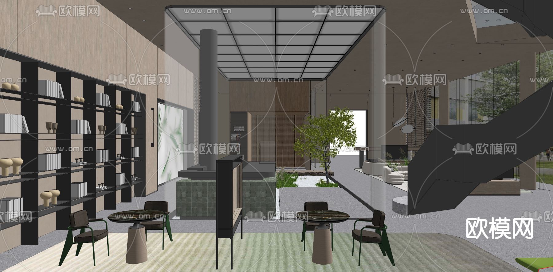 现代售楼处部接待前台su模型下载（渲染图3）