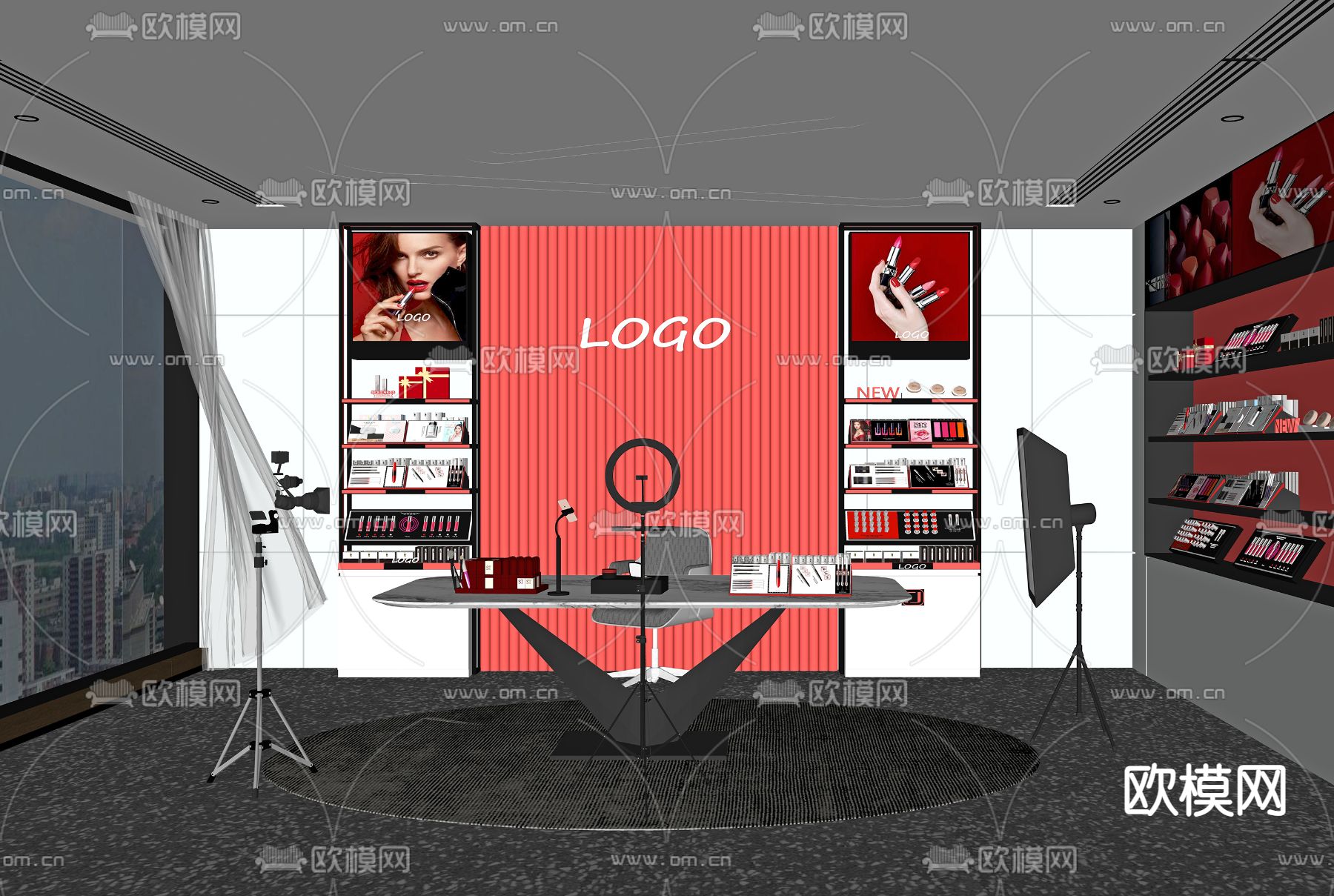 现代直播间su模型下载（渲染图2）