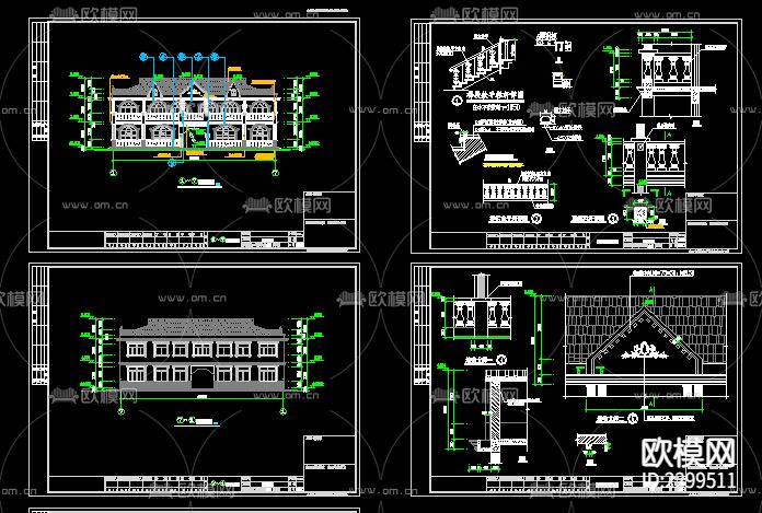 别墅cad施工图下载（渲染图1）