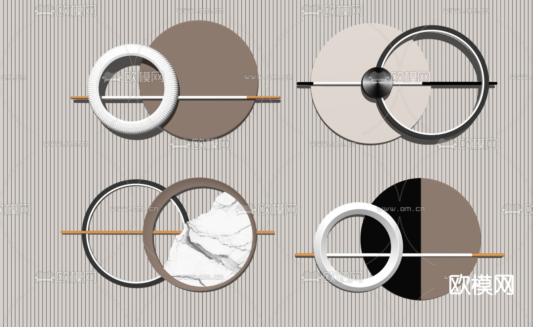 现代轻奢墙饰挂件su模型下载（渲染图2）
