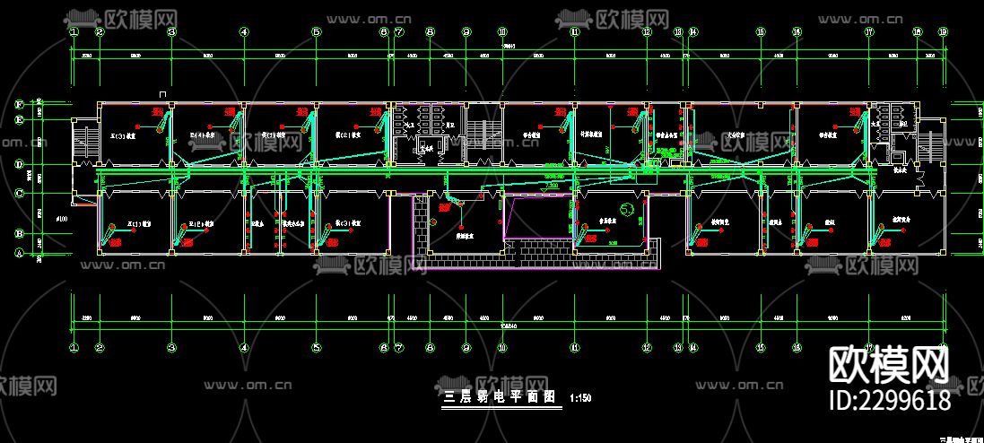 教学楼电气CAD施工图下载（渲染图2）