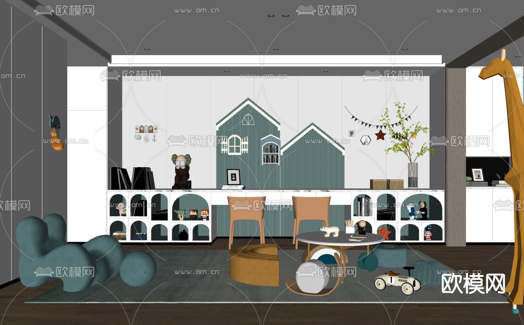 现代儿童玩具房su模型下载（渲染图2）