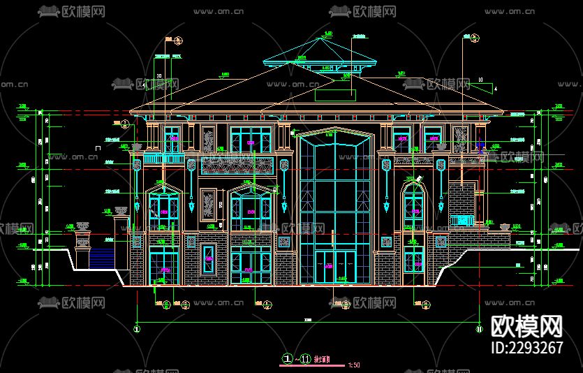 别墅cad施工图下载（渲染图3）