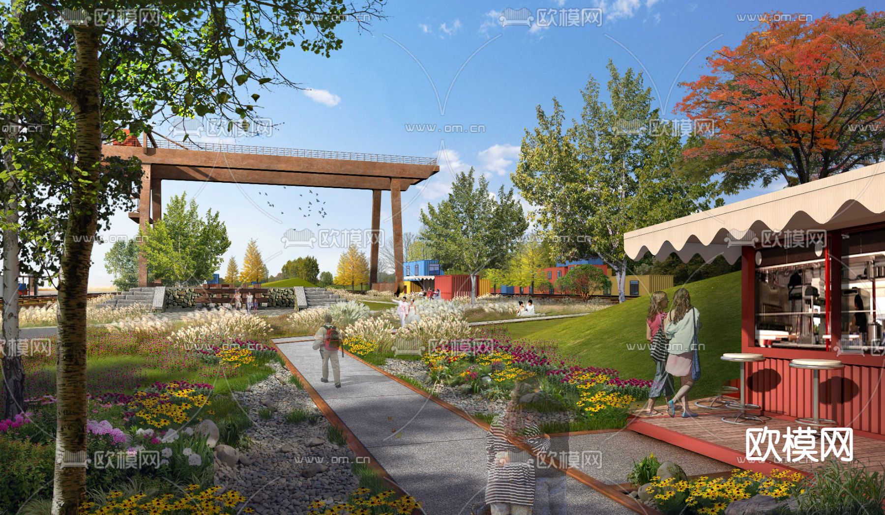 现代旅游景区景观psd下载