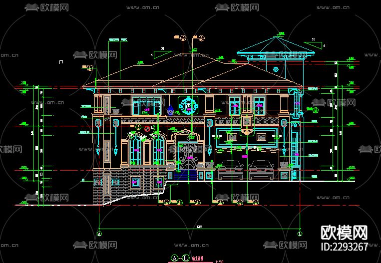 别墅cad施工图下载（渲染图2）