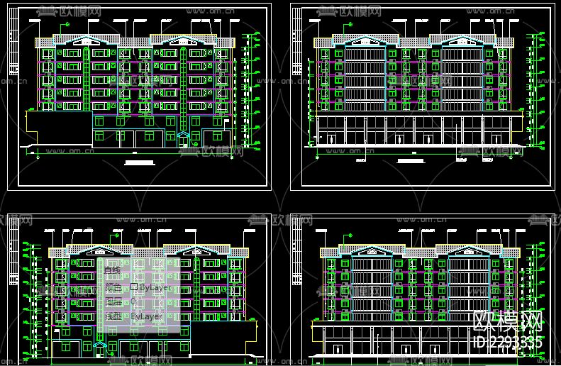 7层商住楼建筑cad施工图下载（渲染图2）