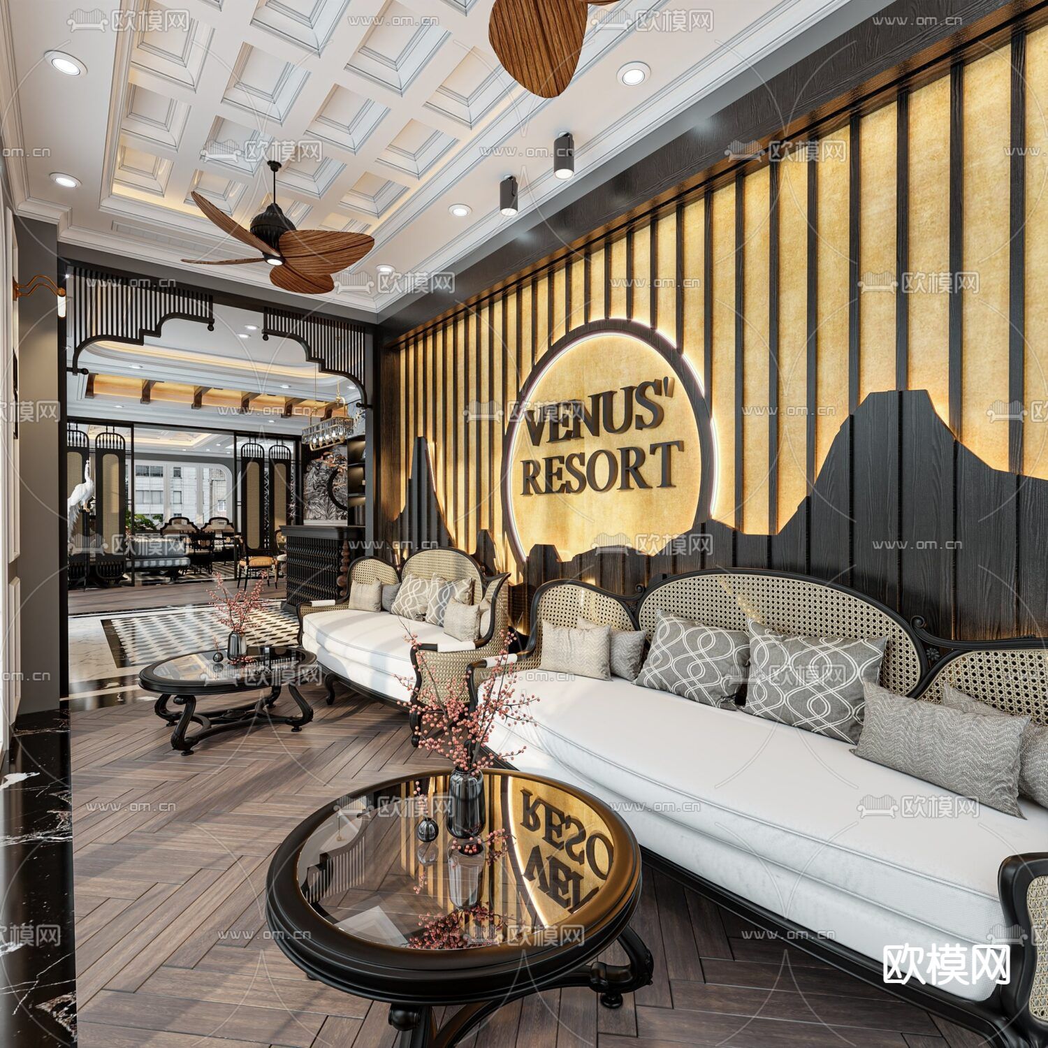 新古典创意餐厅免费3d模型下载（渲染图11）