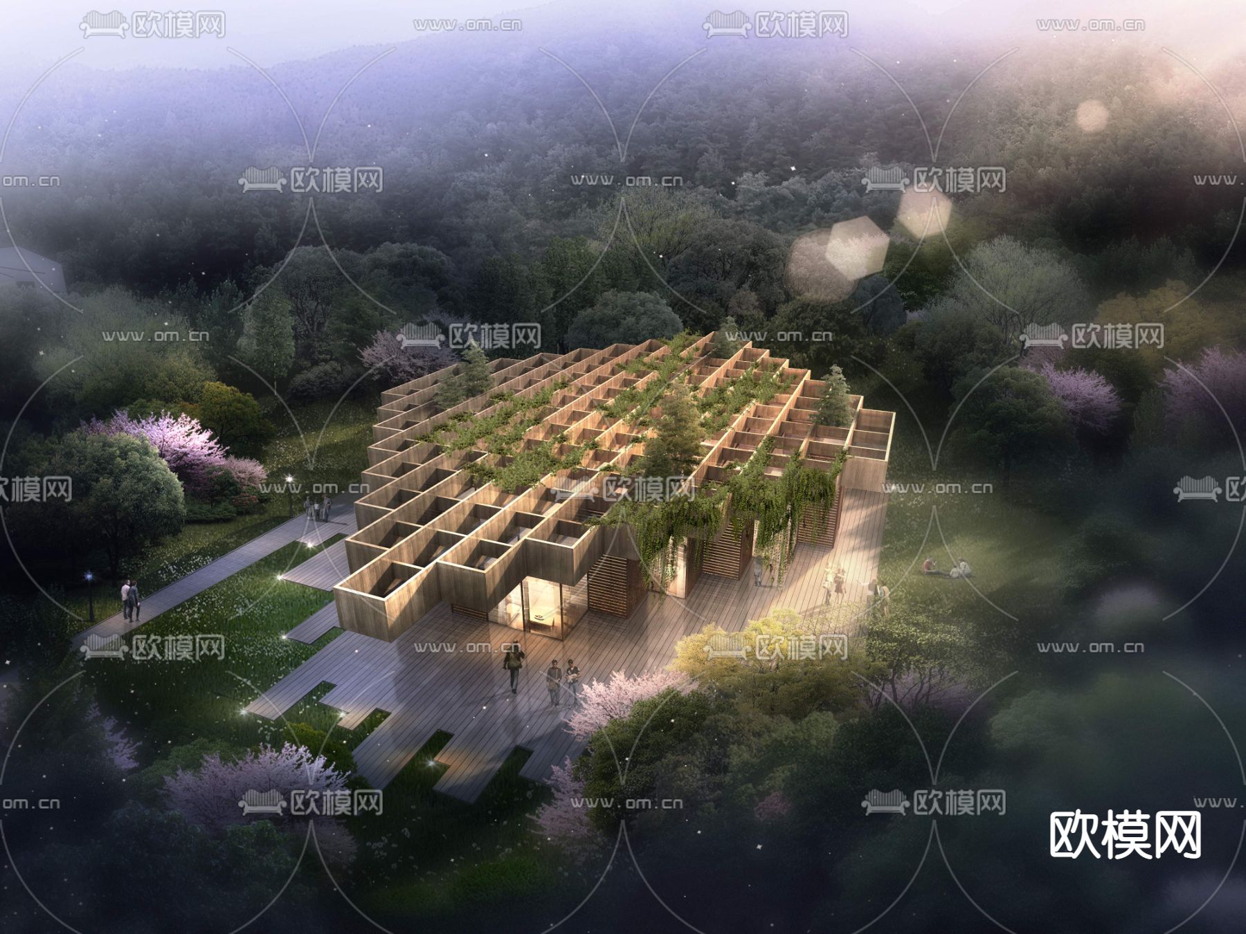 现代异形民宿鸟瞰psd下载