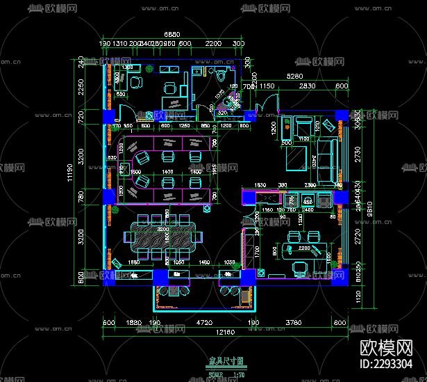 办公楼装饰cad施工图下载（渲染图1）