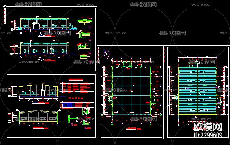 門式剛架小廠房CAD施工圖下載
