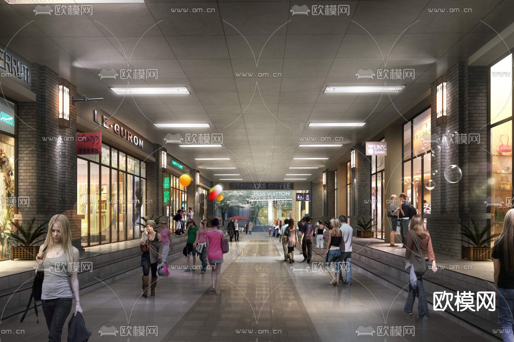 现代室内商业街psd下载_ID12126424_3dmax免费模型-欧模网