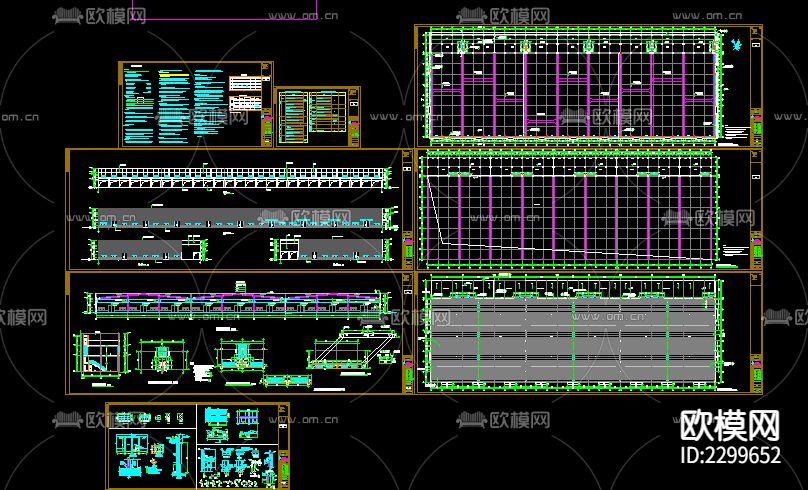 钢结构厂房建筑CAD施工图-免费3dmax模型库-欧模网