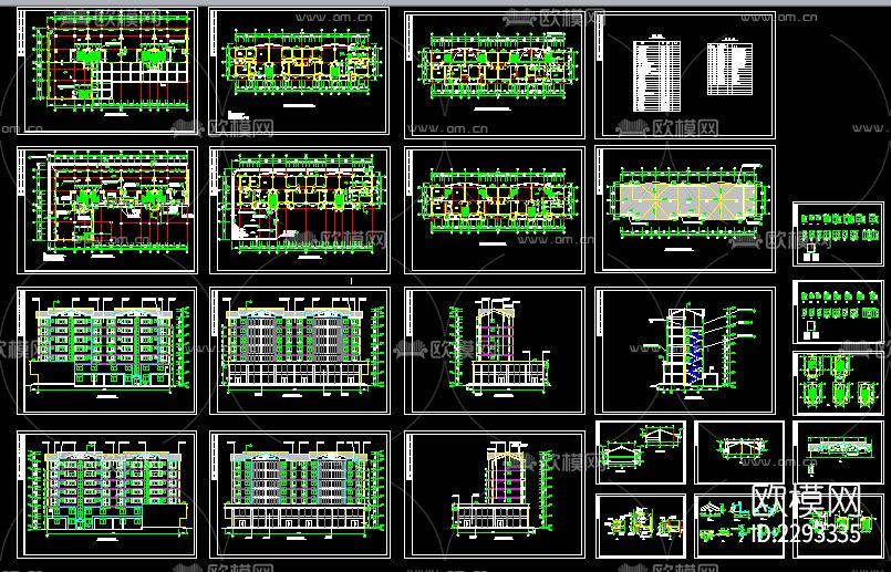 7层商住楼建筑cad施工图下载（渲染图1）