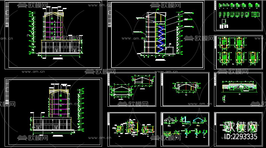 7层商住楼建筑cad施工图下载（渲染图4）