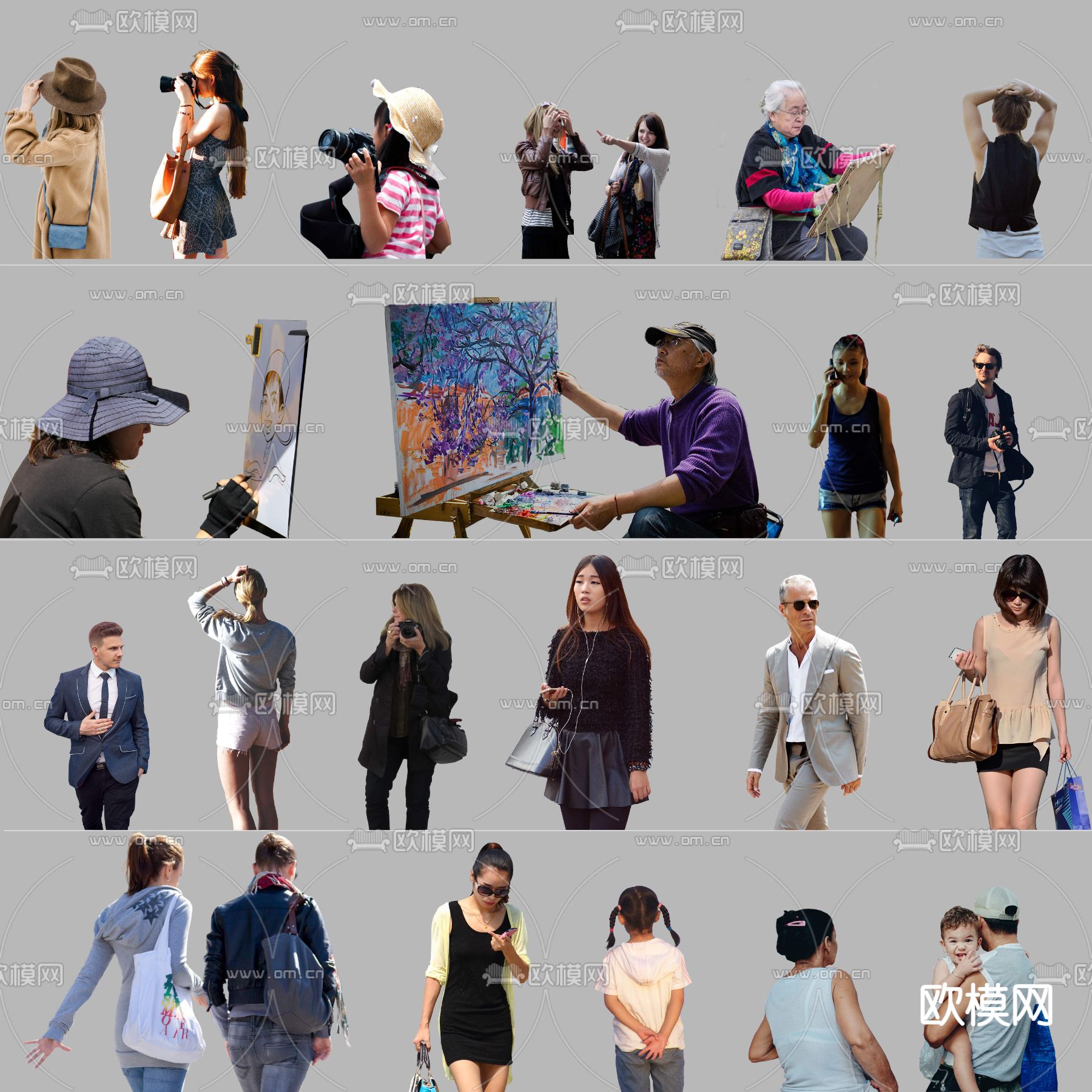 拍照人物 画画人物 行人psd下载