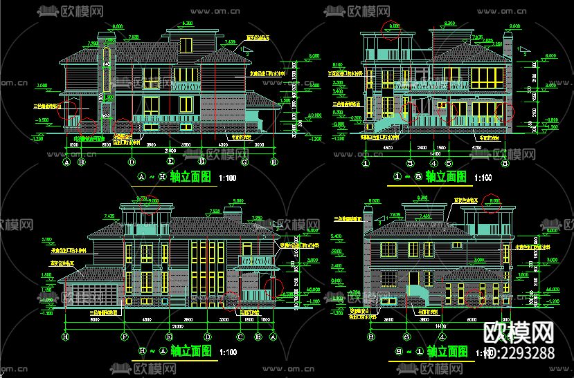 别墅cad施工图下载（渲染图1）