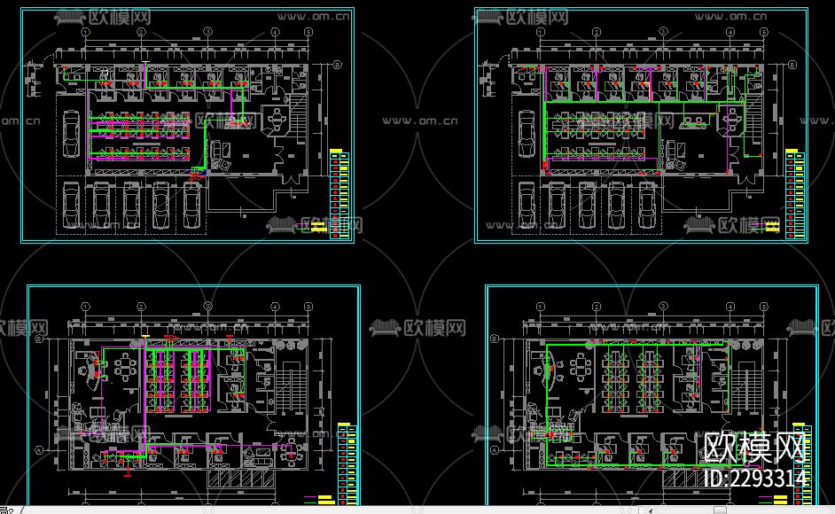 写字楼水电cad施工图下载（渲染图3）