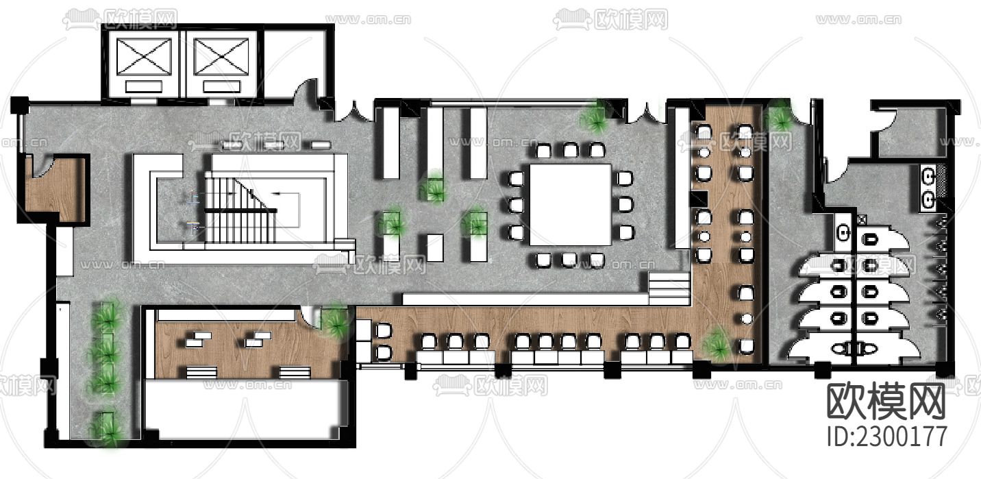 图书馆书吧空间CAD施工图下载（渲染图2）