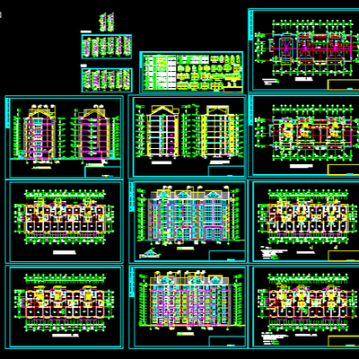  中高层住宅建筑外观室内平面规划cad施工图 