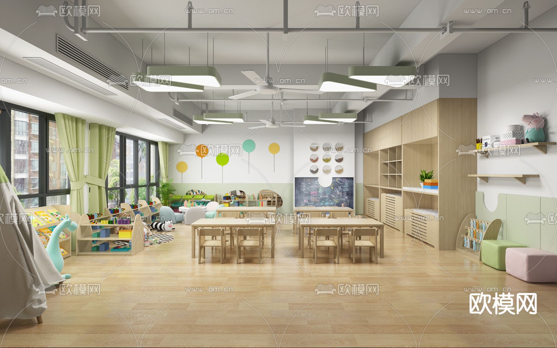 现代幼儿园 活动室3d模型下载_ID12126662_3dmax免费模型-欧模网