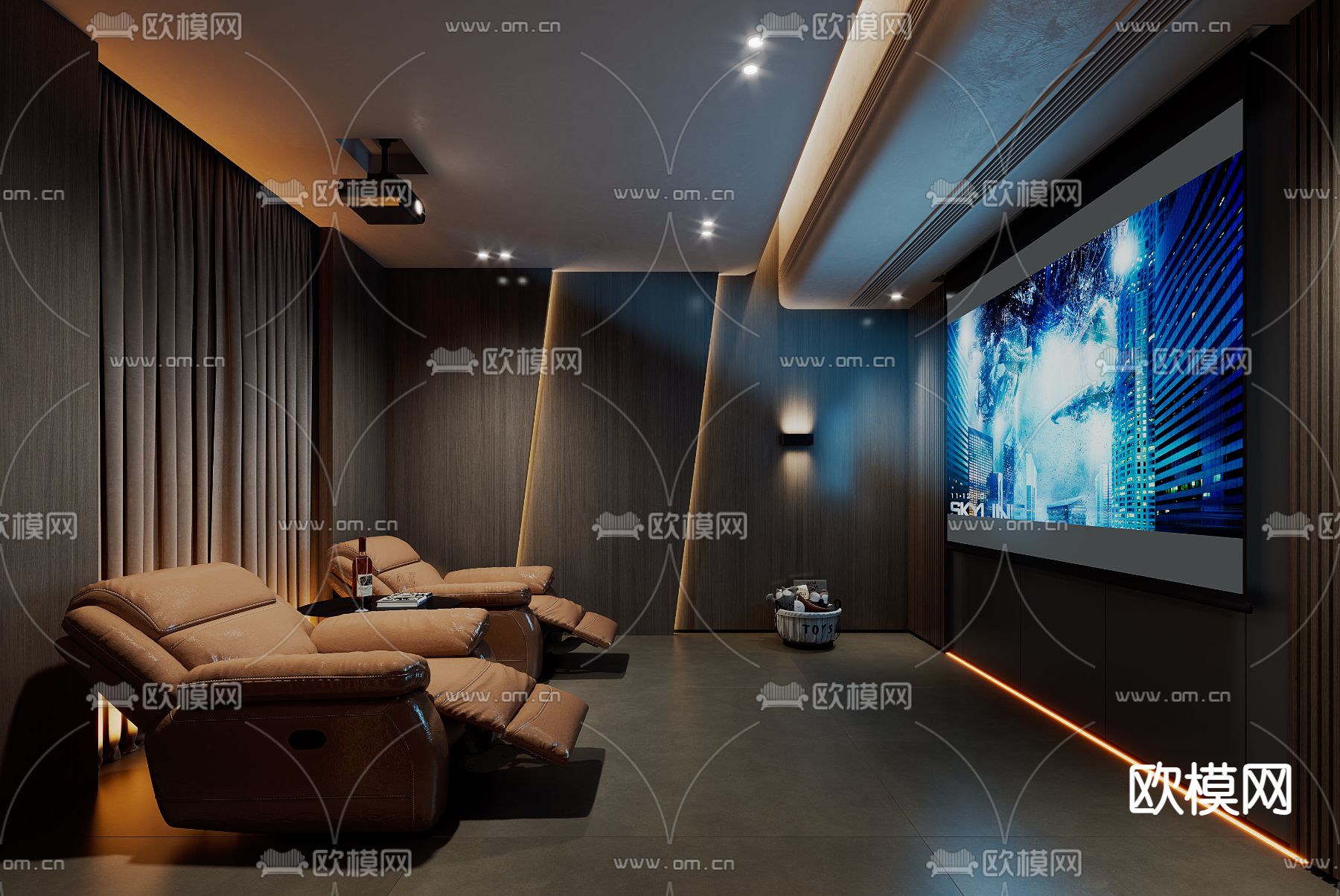 影音室 视听室 家庭影院3d模型下载_ID12127826_3dmax免费模型-欧模网