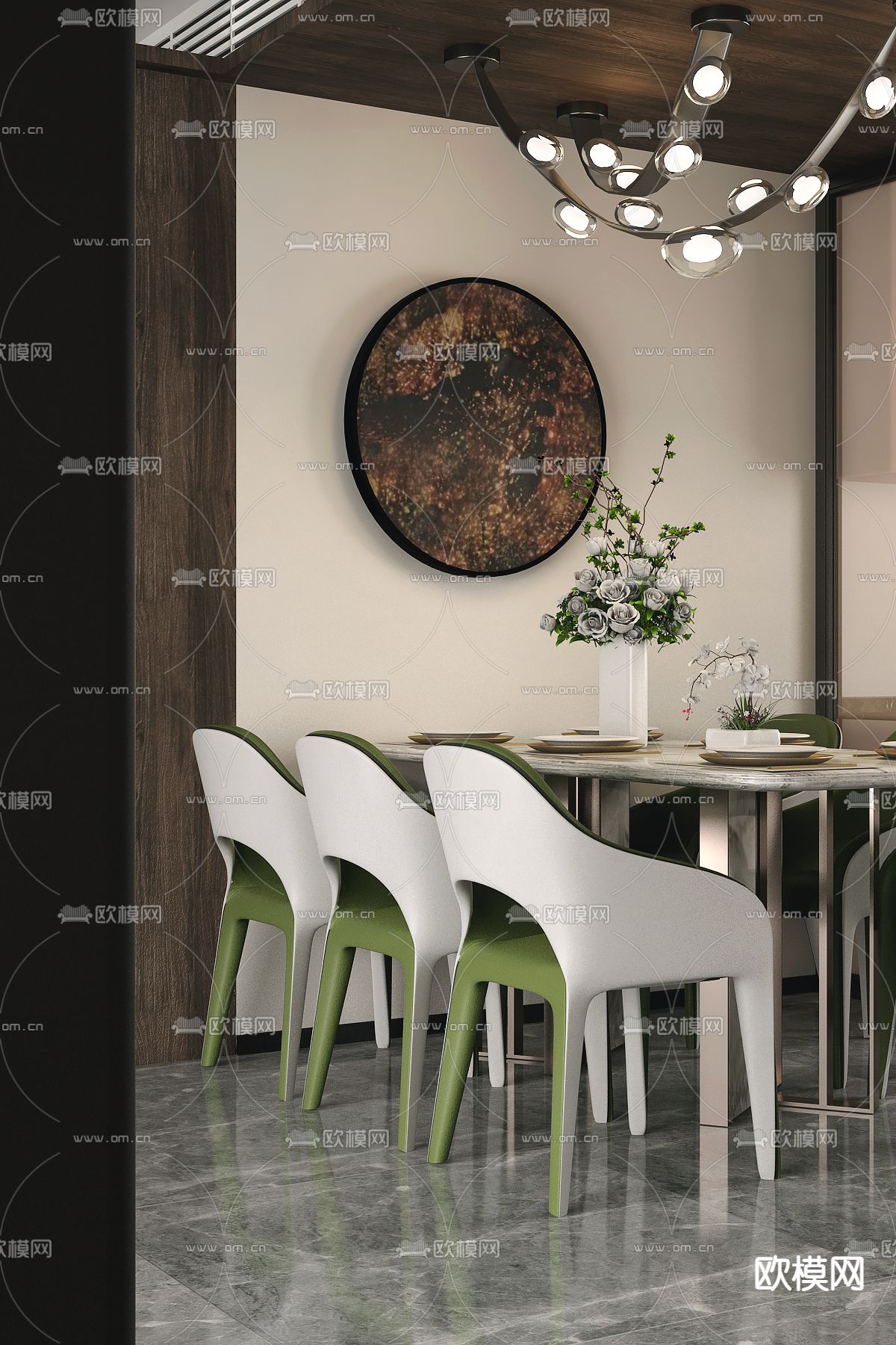 则灵艺术 侘寂餐厅3d模型下载（渲染图1）