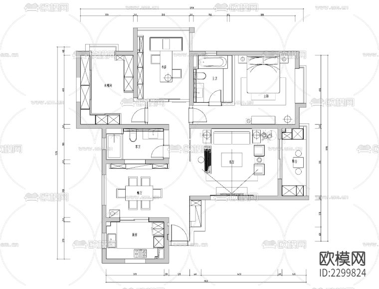 豪宅CAD施工图下载（渲染图1）