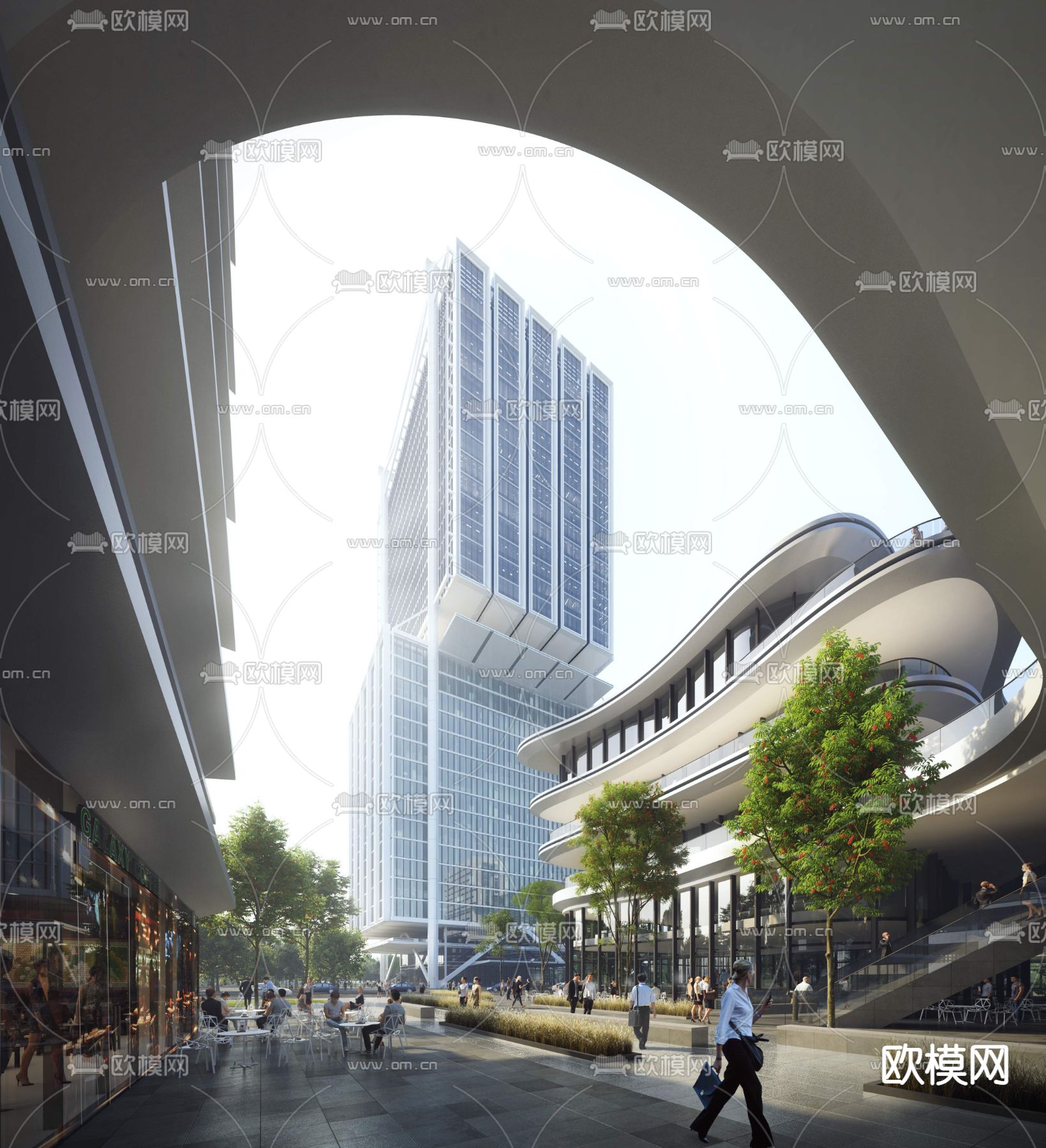 现代高层办公楼建筑外观3d模型下载