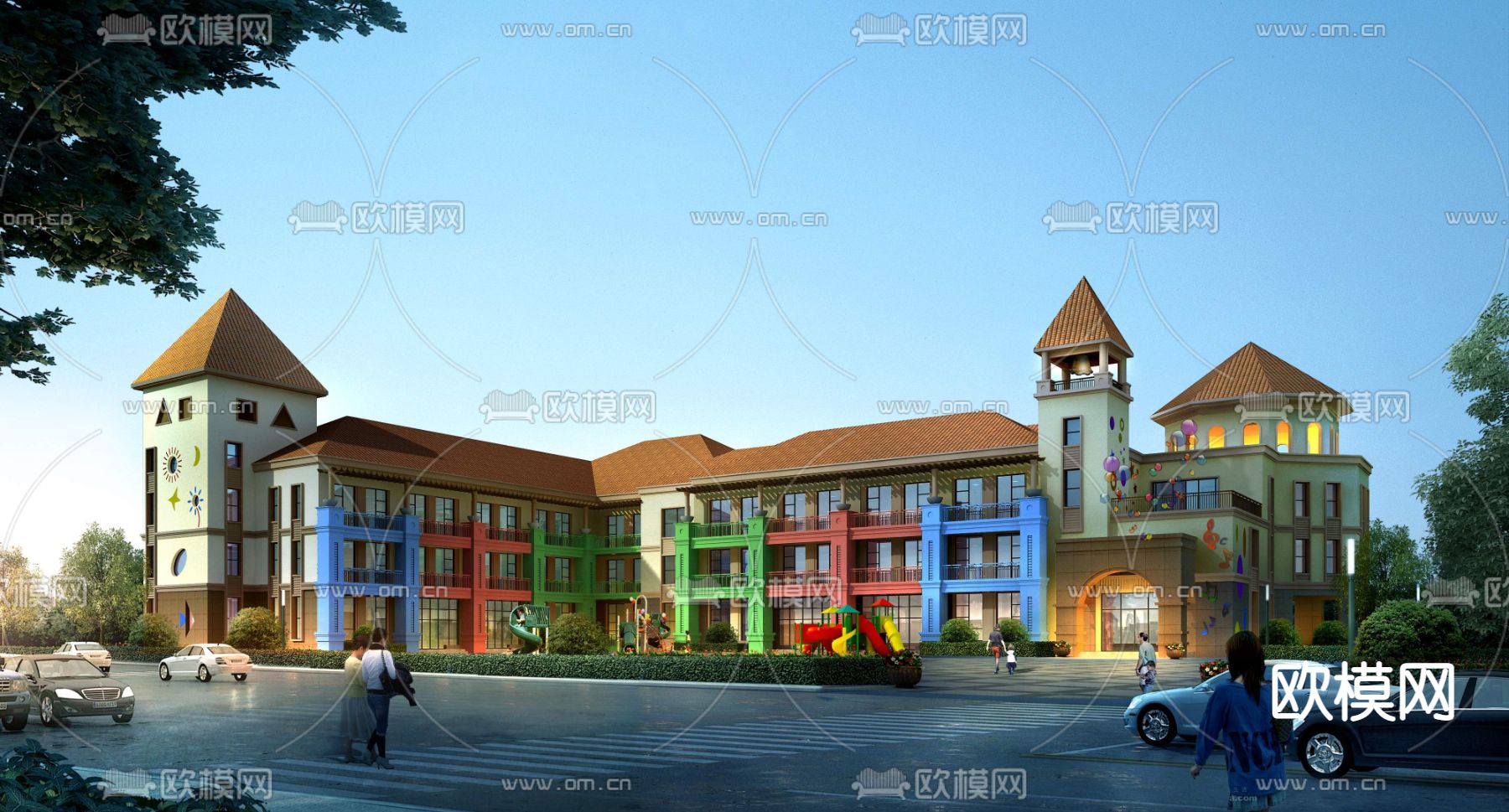 欧式幼儿园教学楼psd下载