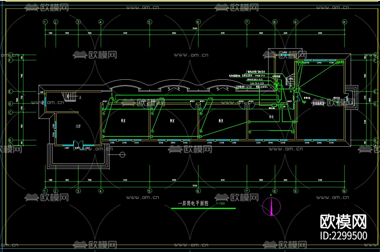 教学楼电气设计CAD施工图下载（渲染图2）