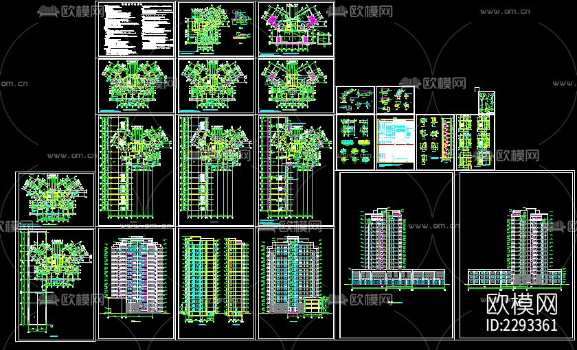 层住宅楼施工图cad施工图-免费3dmax模型库-欧模网