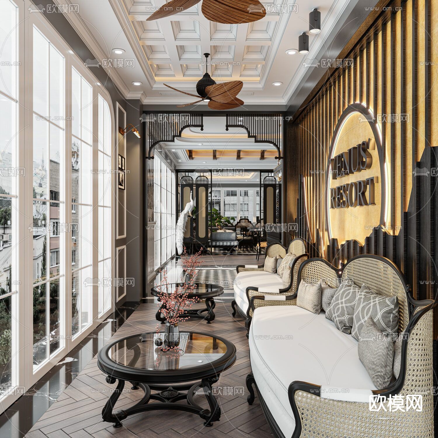 新古典创意餐厅免费3d模型下载（渲染图9）