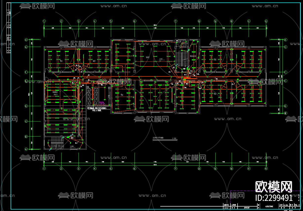 教学楼电气设计CAD施工图下载（渲染图3）